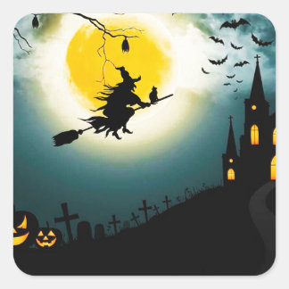 Halloween liggande fyrkantigt klistermärke