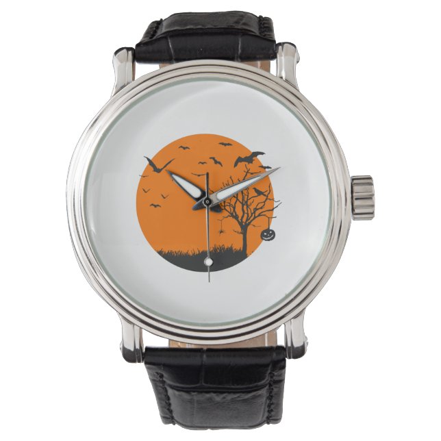 Halloween liggande Halloween-design Armbandsur (Framsida)