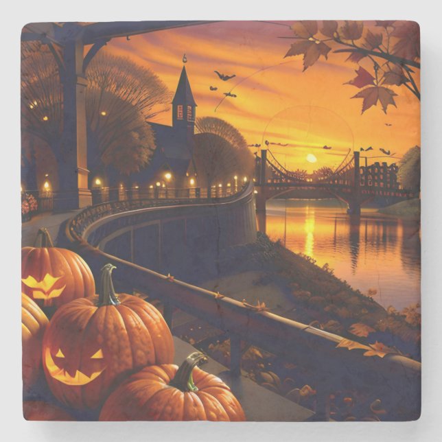Halloween liggande två stenunderlägg (Framsidan)