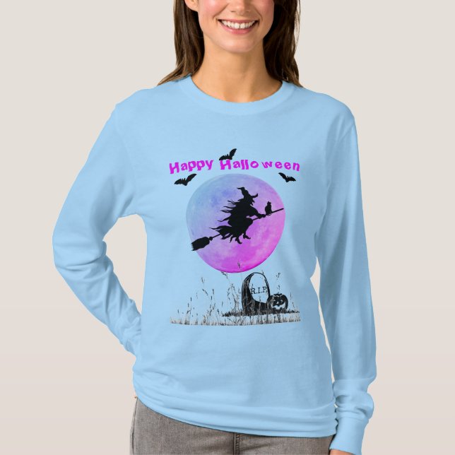 Halloween Light Blue-Långärmad T Shirt (Framsida)