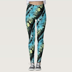 Halloween-lila, akvarier och gult leggings