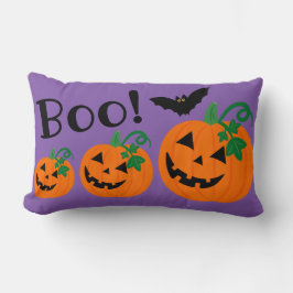 Halloween Lila Background Orange Jack o lantern Lumbarkudde