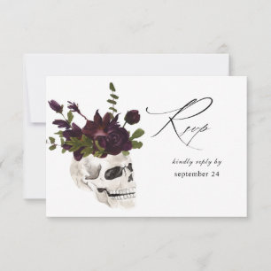 Halloween Lila Blommigt & Skull w Meal OSA kort