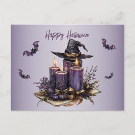 Halloween Lila Candles Fladdermus Spooky Scary Vykort