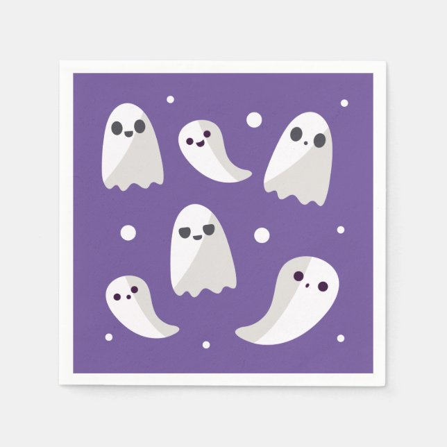 Halloween Lila Cute Ghost Mönster Pappersservett (Framsidan)