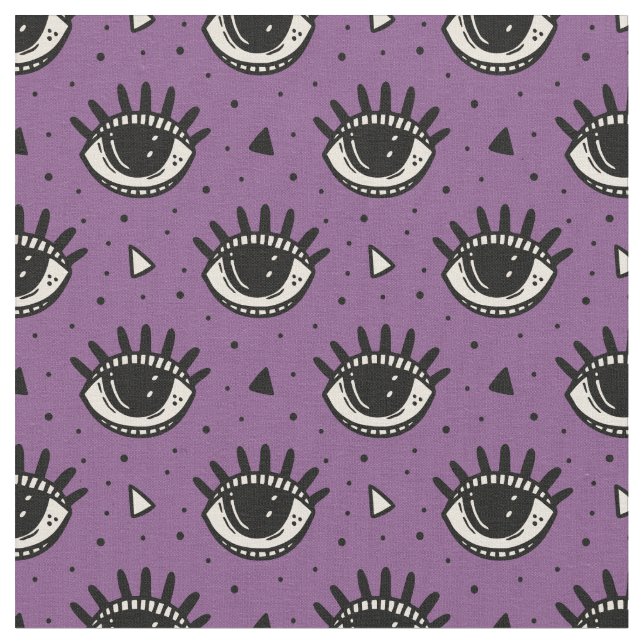 Halloween Lila Eyeball Mönster Tyg (Närbild)