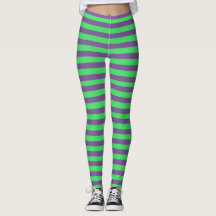 Halloween Lila Grönt Rand Leggings