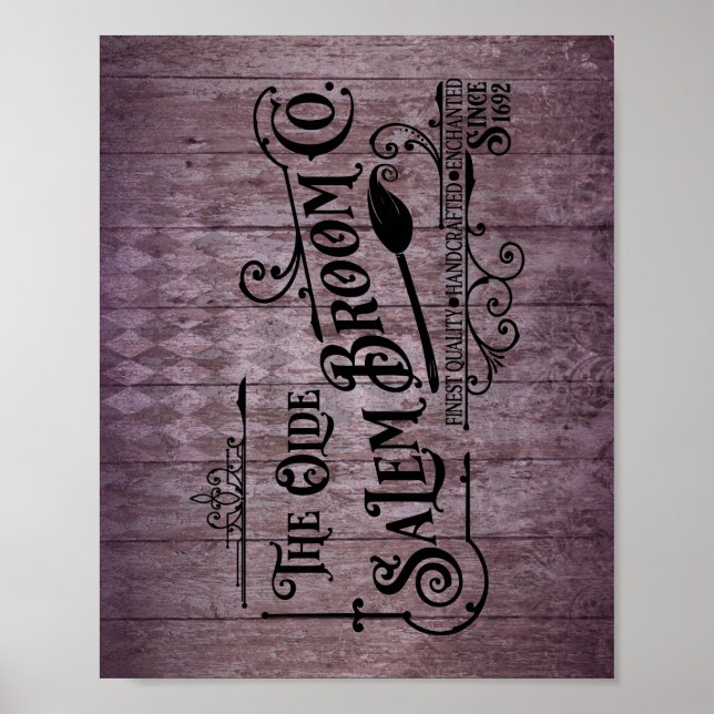 Halloween Lila Grunge Gothic Salem Broom Company Poster (Framsidan)