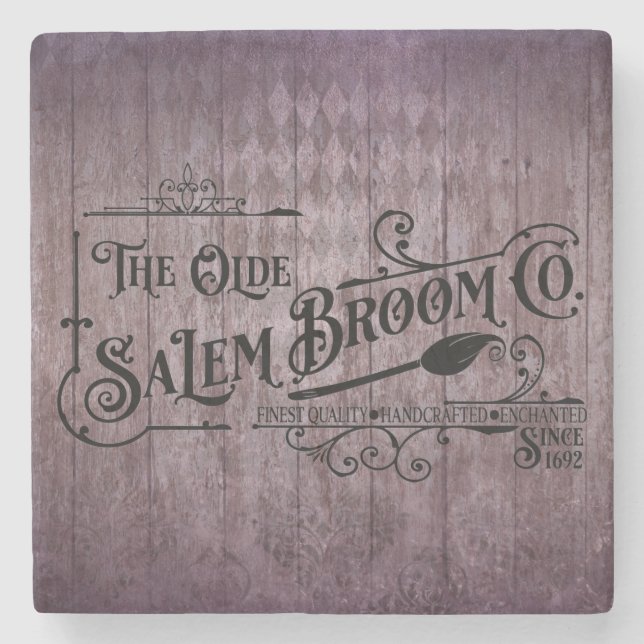 Halloween Lila Grunge Gothic Salem Broom Company Stenunderlägg (Framsidan)