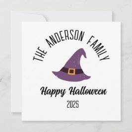 Halloween lila häxa hatt Personligt namn Julkort