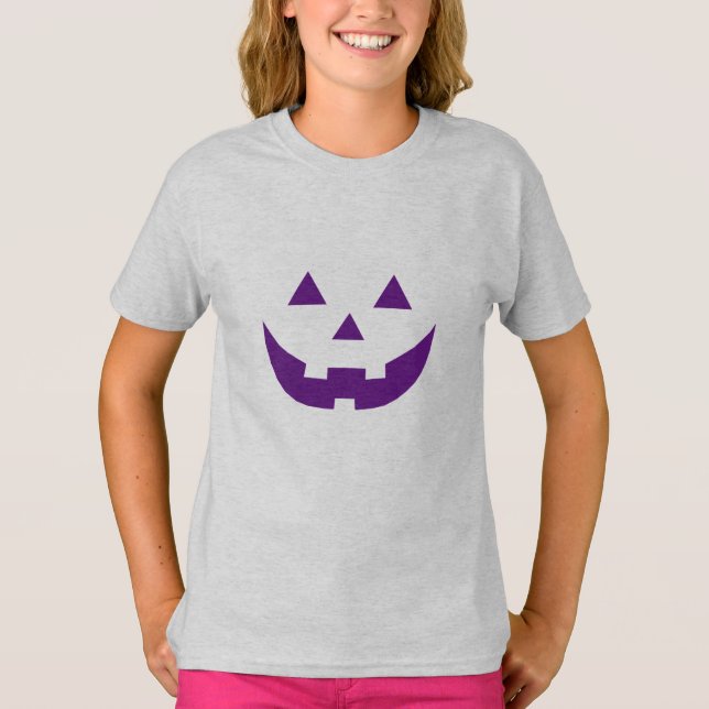 Halloween lila Jack o lantern pumkin ansikte-barn T Shirt (Framsida)