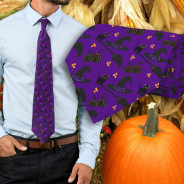 Halloween lila katter häxhatt mönster slips