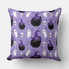 HALLOWEEN LILA MED SVARTA KATTER & WHITE SPÖKEN KUDDE