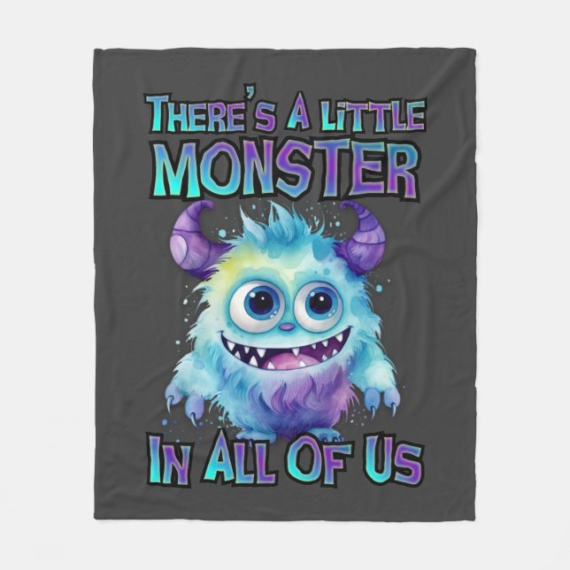 Halloween Lila Monster Fleecefilt (Framsidan)