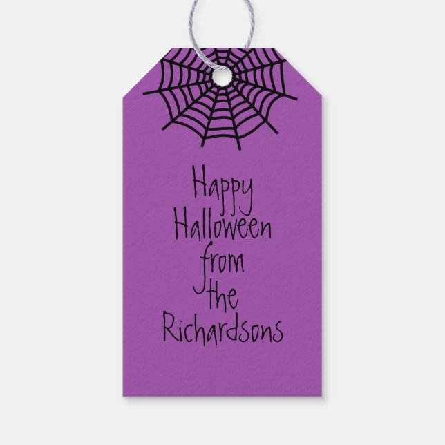 Halloween Lila och Black Personlig Presentetikett (Baksidan)