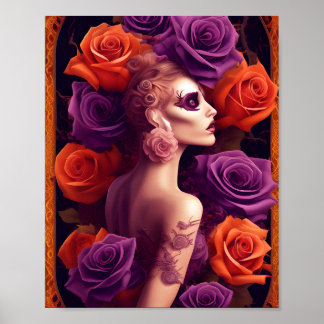 Halloween Lila och Orange Ro Beauty Poster