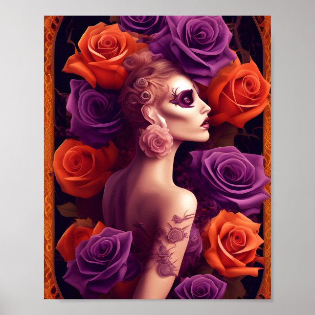 Halloween Lila och Orange Ro Beauty Poster (Framsidan)