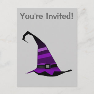 Halloween Lila Witches Hat Inbjudan Vykort