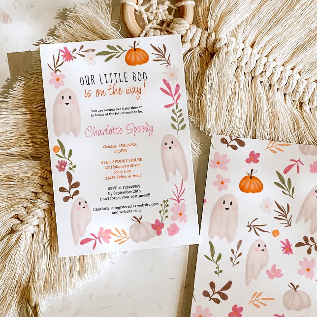 Halloween lilla boo Spöken Cute babydusch Inbjudningar (Halloween little boo Ghosts Cute baby shower Invitation)