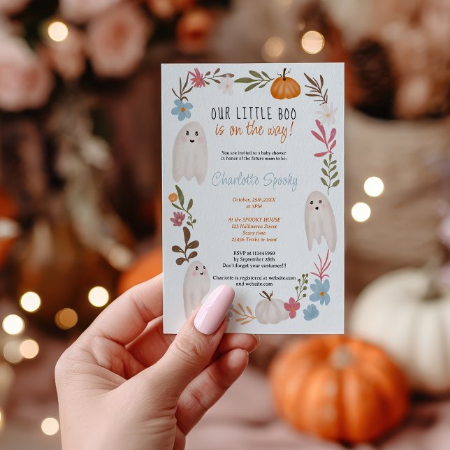 Halloween, lilla boo Spöken pojkbabydusch Inbjudningar (Halloween little boo Ghosts boy baby shower Invitation)