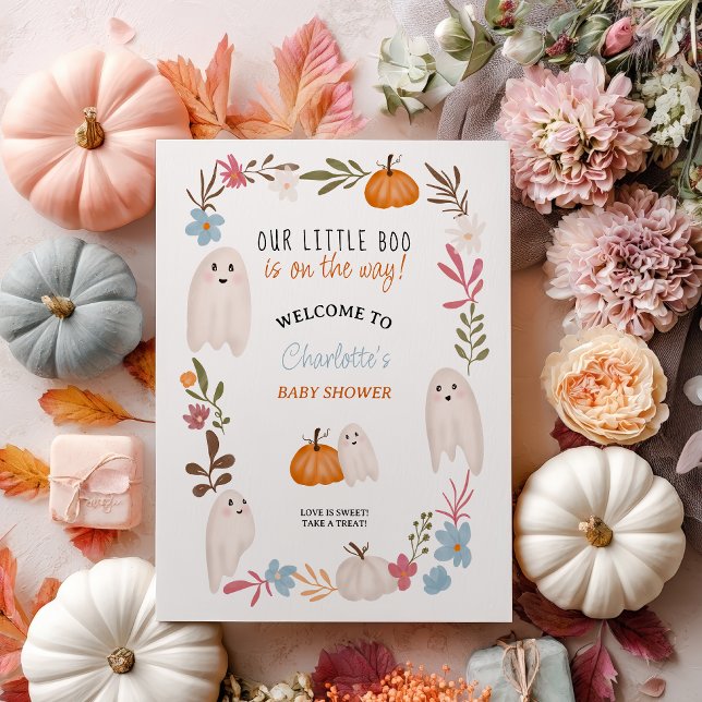 Halloween lilla boo Spöken välkomstdusch Poster (Halloween little boo Ghosts welcome baby shower Poster)