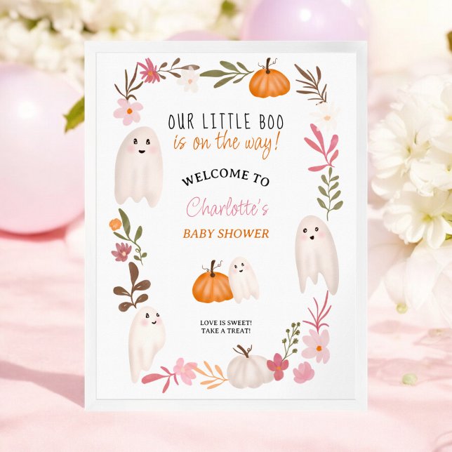 Halloween lilla boo Spöken välkomstdusch Poster (Halloween little boo Ghosts welcome baby shower Poster)