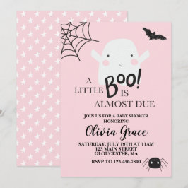 Halloween Lille Boo Spöke Baby Shower Rosa Inbjudningar
