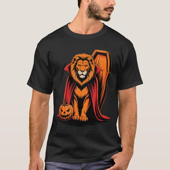 Halloween Lion Coffin Lions  T Shirt (Framsida)