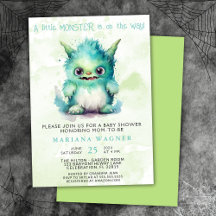 Halloween liten monster pojke baby shower