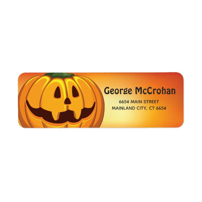Halloween Liten Pumpa Returadress Etikett (Framsidan)