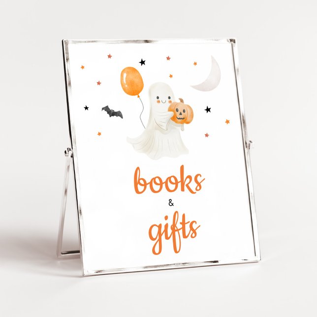 Halloween Little Boo Baby Shower Bokar och present Poster (A Little Boo Baby Shower Books and Gifts Sign)