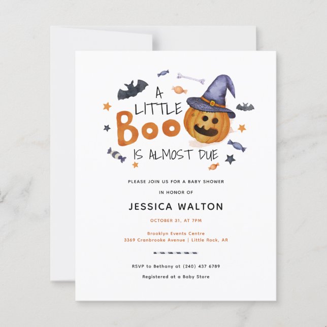 Halloween Little Boo Baby Shower-inbjudan (Framsida)