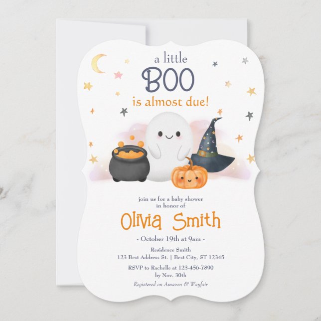 Halloween Little Boo Baby Shower-inbjudan Inbjudningar (Framsida)
