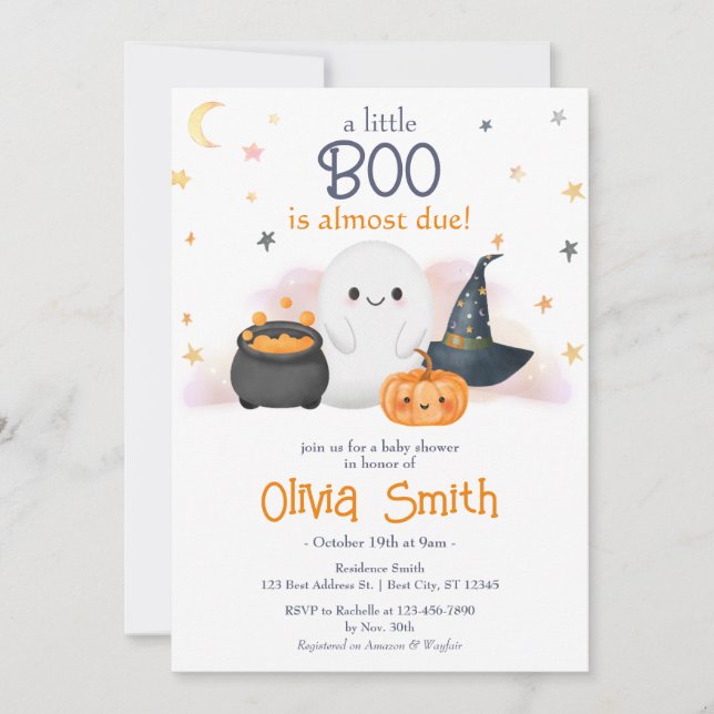 Halloween Little Boo Baby Shower-inbjudan Inbjudningar (Framsida)