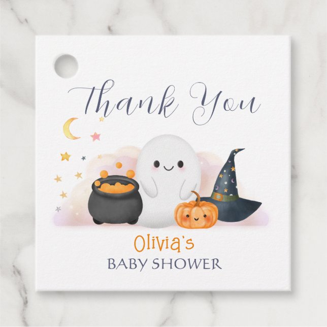 Halloween Little Boo Baby Shower Tack Gåvor Etiketter (Framsida)