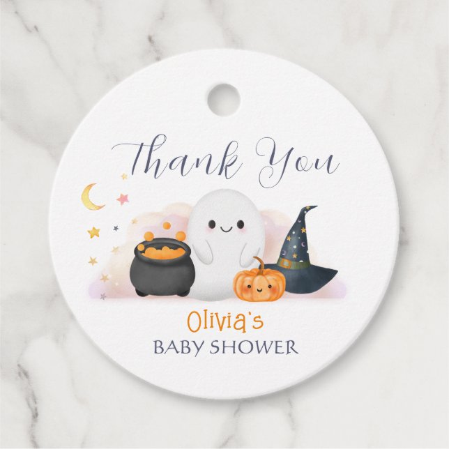 Halloween Little Boo Baby Shower Tack Gåvor Etiketter (Framsida)