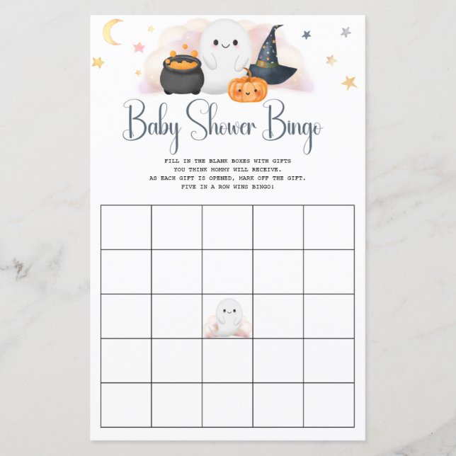 Halloween Little Boo Bingo Babyfirande Spel (Framsida)