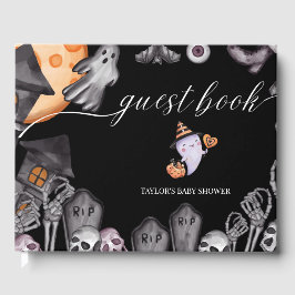 Halloween Little Boo Cute Ghost Baby Shower Fall Gästböcker