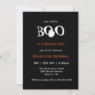 Halloween Little boo Cute Ghost Kids 1:a födelseda Inbjudningar