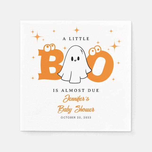 Halloween Little Boo Cute Neutralt Baby Shower Pappersservett (Framsidan)