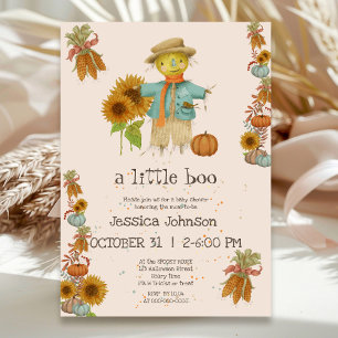 Halloween Little Boo Fågelskrämma Cute Baby Shower Inbjudningar