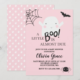 Halloween Little Boo Ghost Baby Shower Rosa Inbjudningar