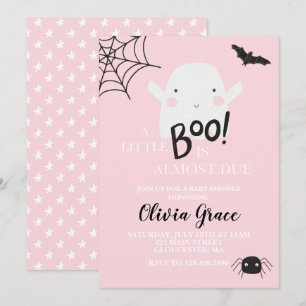 Halloween Little Boo Ghost Baby Shower Rosa Invita Inbjudningar