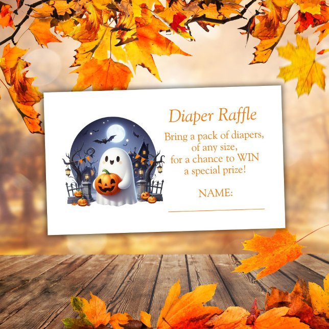 Halloween Little Boo Ghost Diaper Raffle Biljett Tilläggskort (Skapare uppladdad)