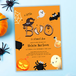 Halloween Little Boo Orange Baby Shower Inbjudningar