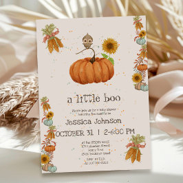 Halloween Little Boo Pumpkin Cute Fall Baby Shower Inbjudningar