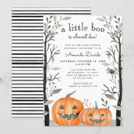 Halloween Little Boo Pumpkin Fall Baby Shower Inbjudningar