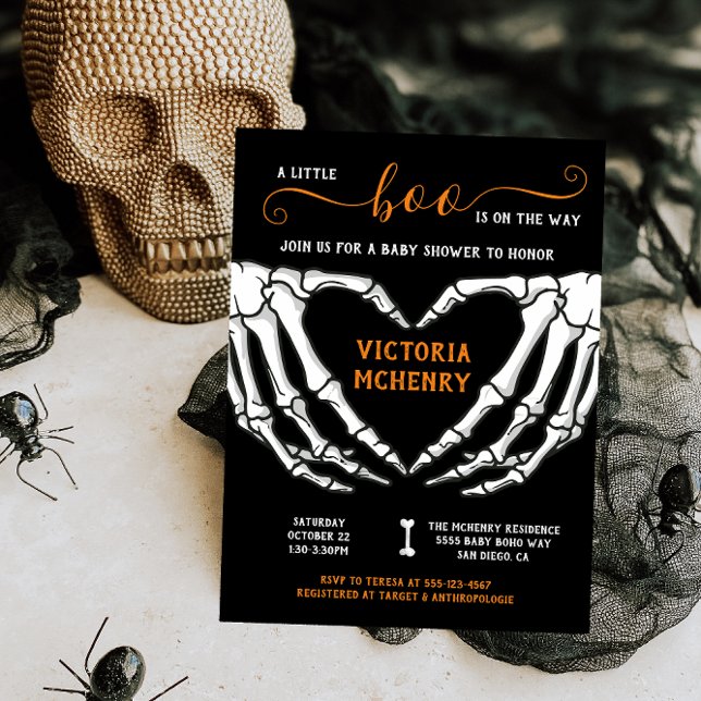 Halloween Little Boo Skeleton Heart Baby Shower Inbjudningar (Skapare uppladdad)