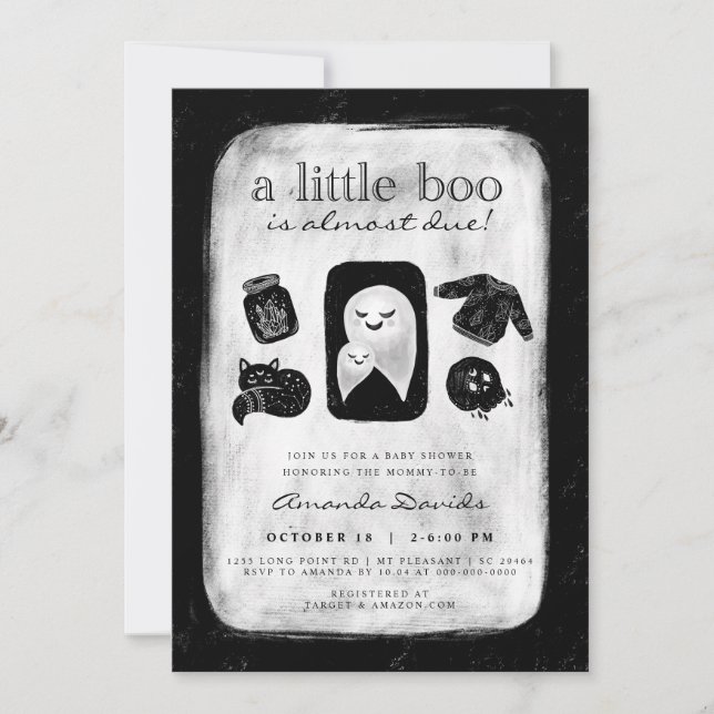 Halloween Little Boo Skull Sprinkle Baby Shower in Inbjudningar (Framsida)