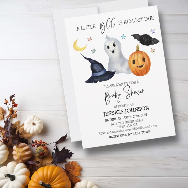 Halloween Little Boo Watercolor Baby Shower Inbjudningar (Skapare uppladdad)